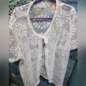 Judy Logan white summer short sleeve cardigan